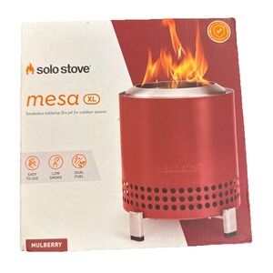 Solo Stove Mesa XL Smokeless Tabletop Fire Pit Mulberry Red Dual Fuel New